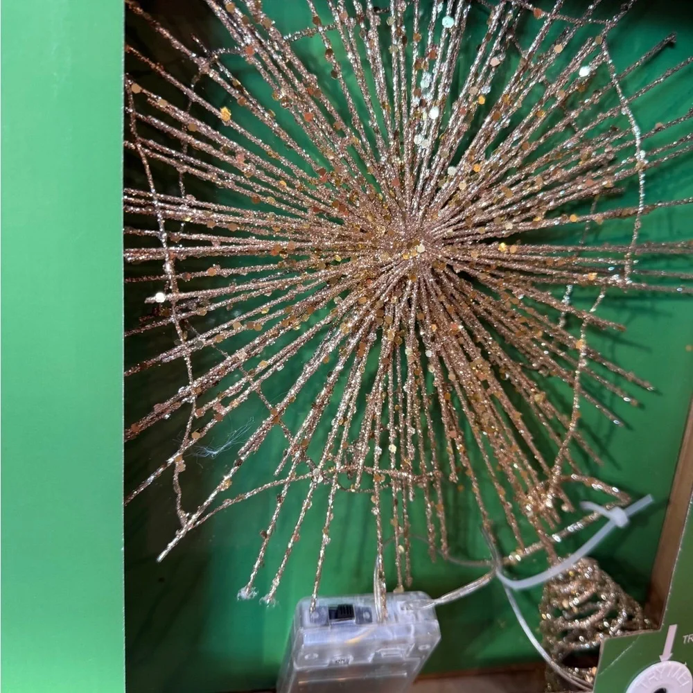 Gold LED Starburst lighted Tree Topper Holiday Homes Christmas Tree Decoration
